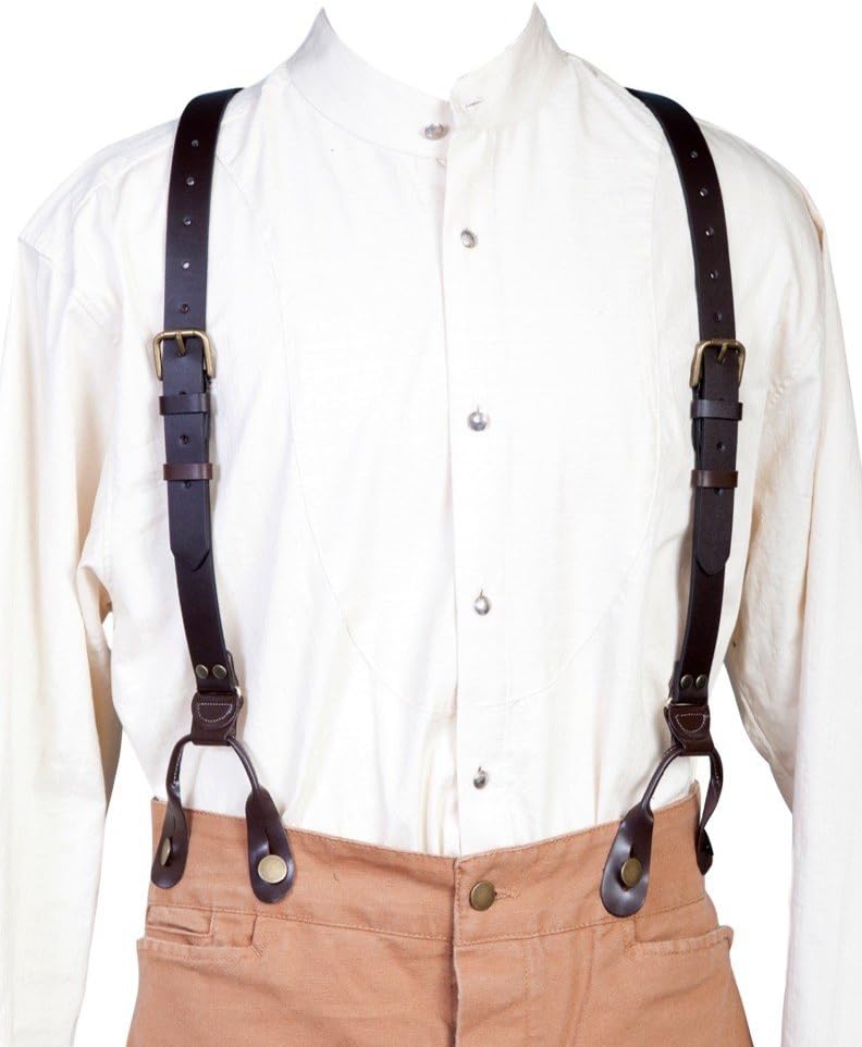 Scully Wahmaker Mens Black Leather Buckle USA Suspenders
