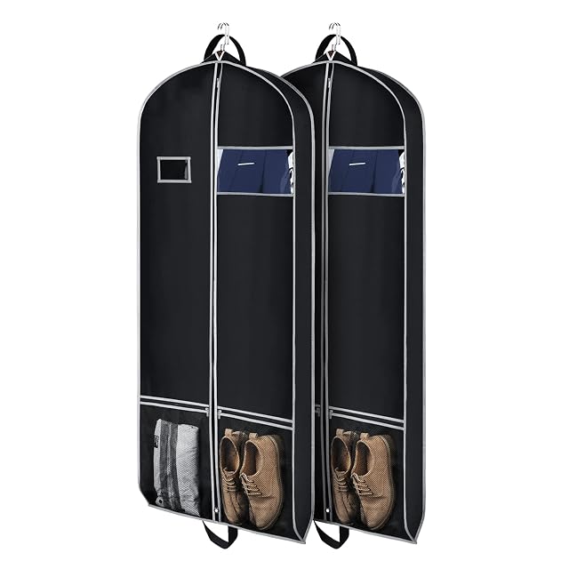 Zilink Long Garment Bags for Dresses Coat Bags for Travel and Storage 60 inches Gusseted Suit Cover Protector