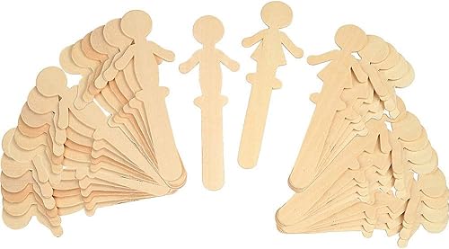 Chenille Kraft Palillos de madera en forma de personas, 5-38", paquete de 36, madera natural (CKC364502)