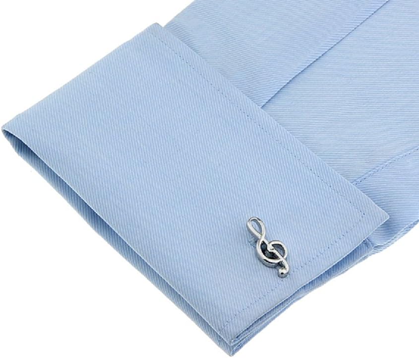 MRCUFF Treble Clef Music Note Pair of Cufflinks in a Presentation Gift Box & Polishing Cloth image 3