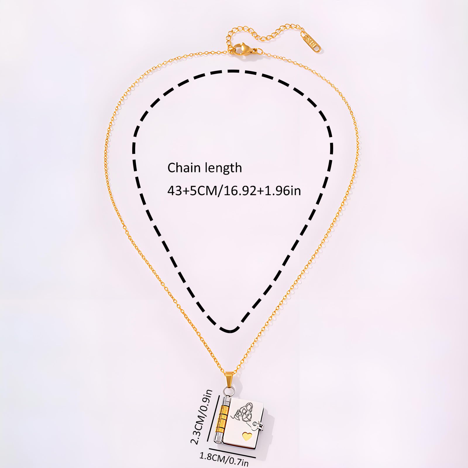 Granddaughter Book Necklace, For Granddaughters - The Most Beautiful Chapter Books Adjustable Silver Gold Book Pendant with 6 Pages Engraved Graduation Jewelry Gifts from Grandma