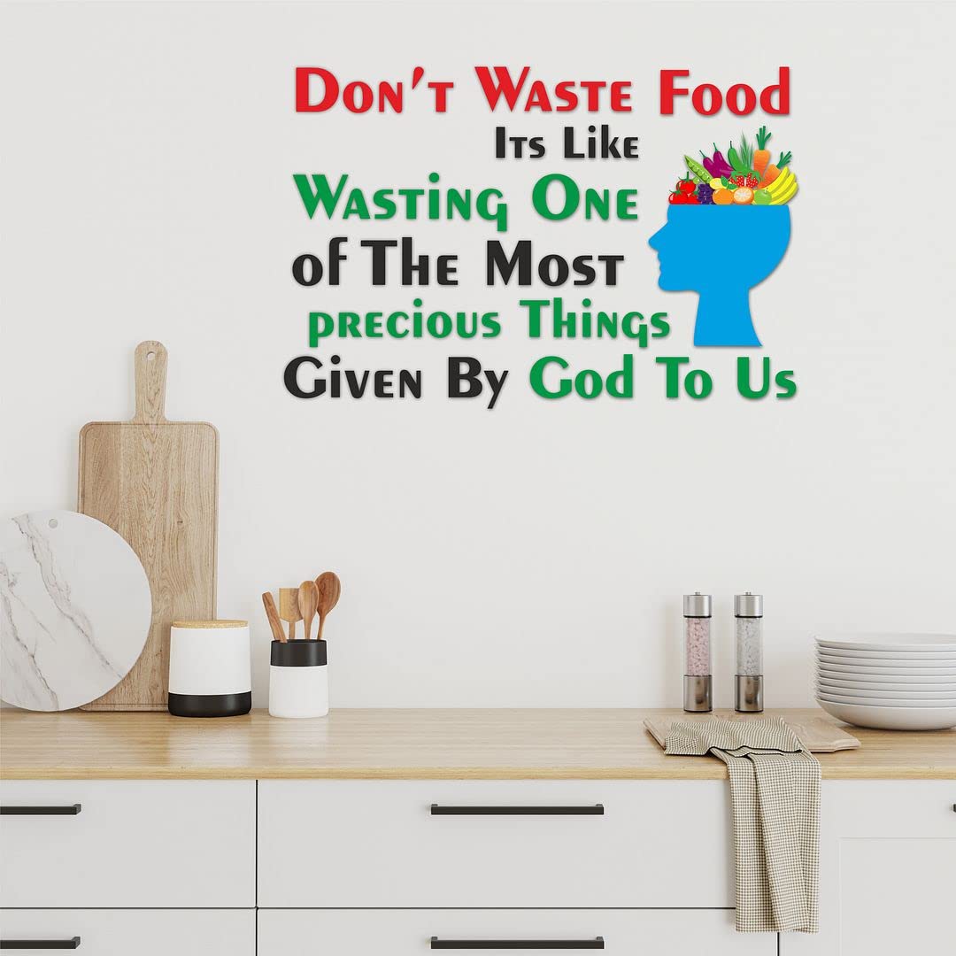 CVANUDont Waste Food_God to Us Quotes Kitchen Wall Sticker Waterproof Vinyl for Wall Decor Kitchen, Hotel, Canteen Multicolour Size(24inch X 36inch)_C21
