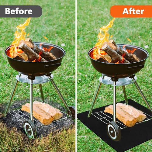 Feuerfeste Unterlage, 50x50cm Hitzebeständig Hitzeschutzmatte, 5mm Stark Carbonfilz Feuerschutzmatte mit Aufbewahrungstasche, Feuerfeste Matte für BBQ Grills,Camping,Schweißen,Kamin,Rasen – Bild 6