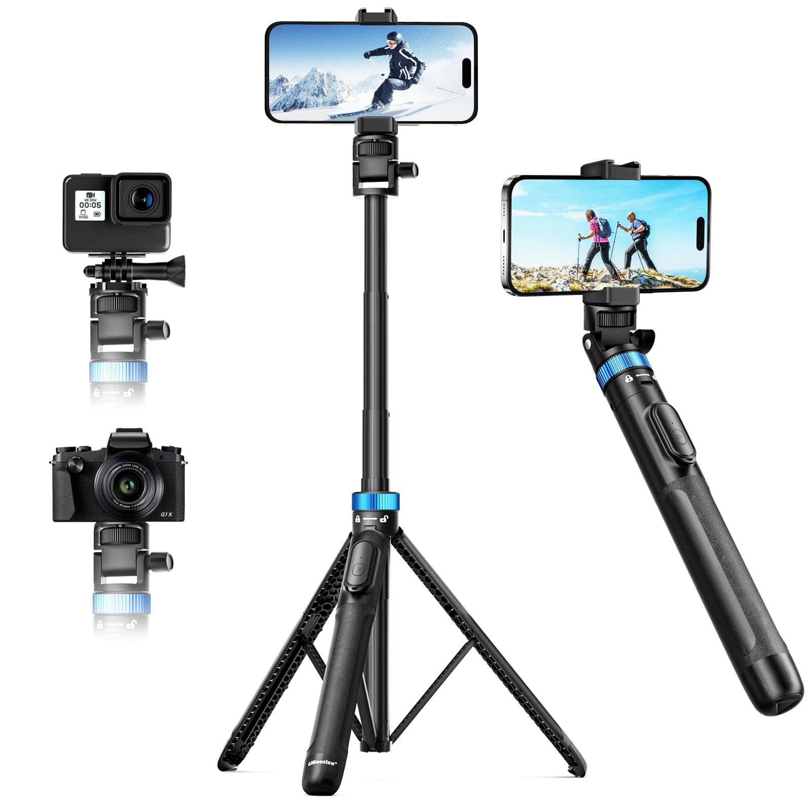 UBeesize 72" Phone Tripod - Tripod for iPhone & Selfie Stick with Phone Holder & Remote - Upgraded, Stable & Portable Stand for iPhone 17/16/15/14, Android, Cameras & Action Cams