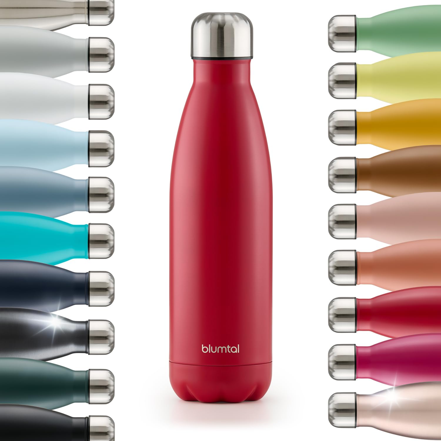 Blumtal Trinkflasche 1000 ml Edelstahl - auslaufsichere Isolierflasche - BPA-freie Trinkflasche kalt & warm - doppelwandige Insulated Bottle - rostbeständige Isolierflasche Rot