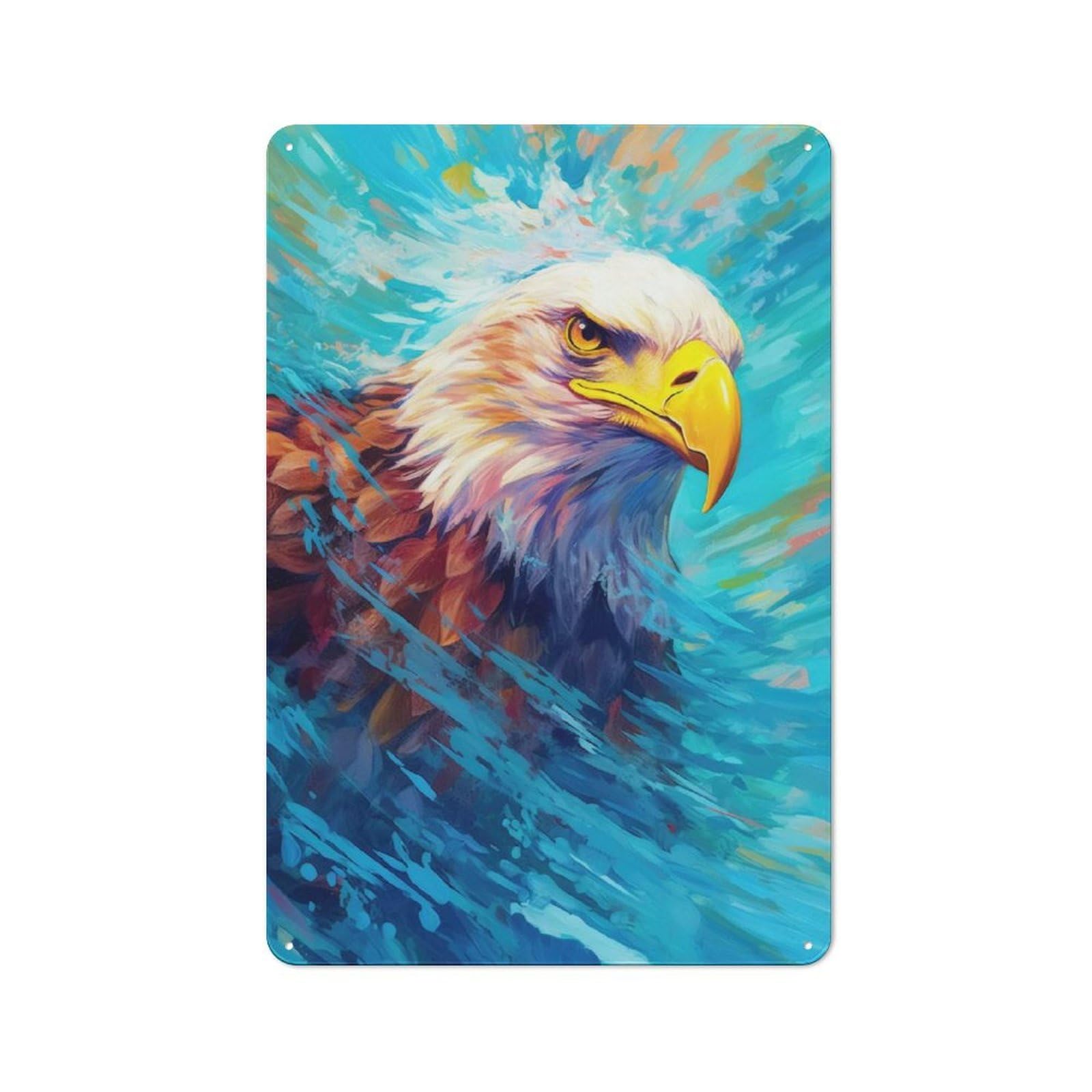 Junmoney Underwater Eagle Retro Tin Wall Plaque 30X20cm For Dining Room Or Kitchen, For Home Decor Collectors