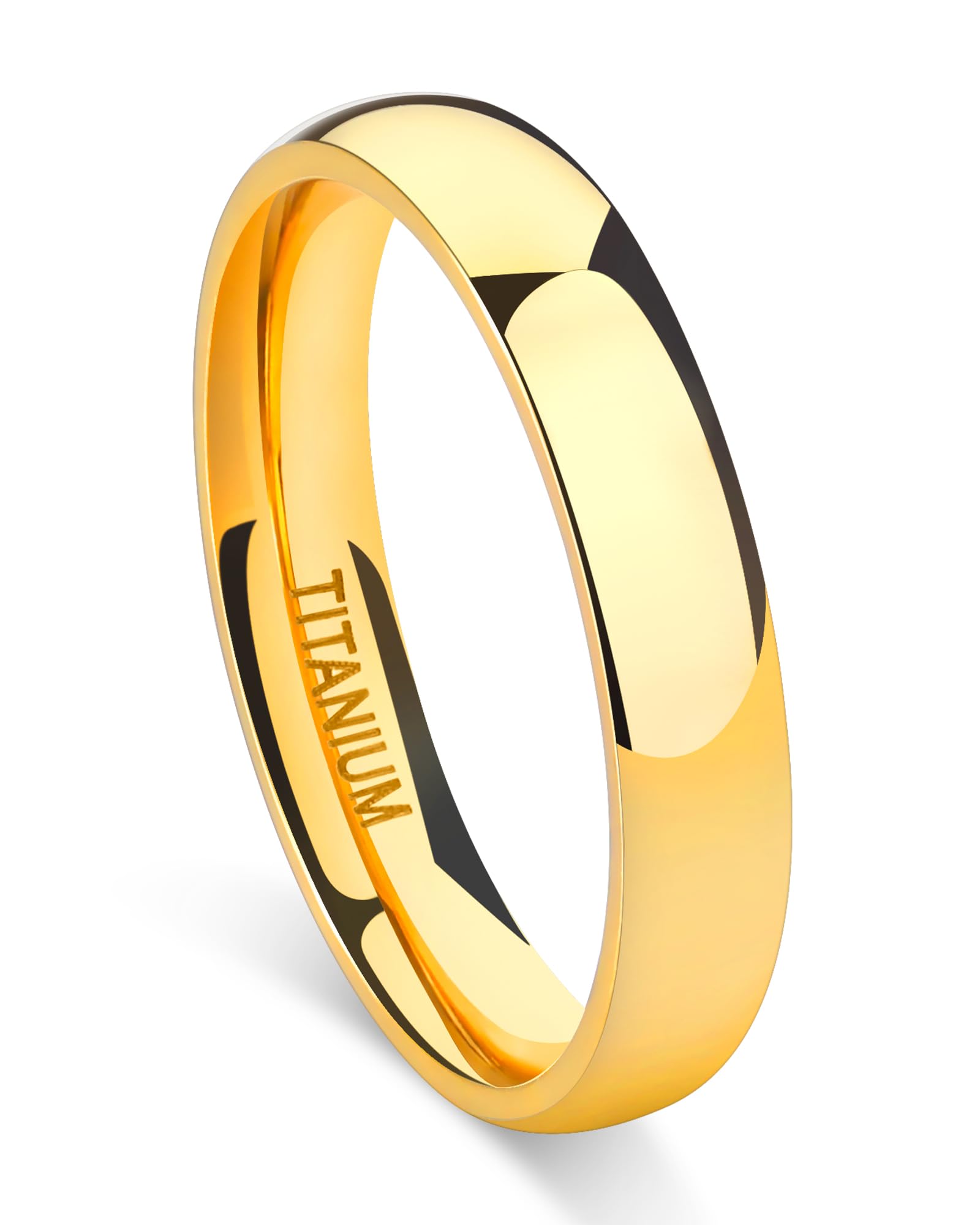 TIGRADE Titanium Ring 2mm 4mm 6mm 8mm 18k Gold Plated Wedding Band in Comfort Fit Dome Polished for Men Women Size 3-14