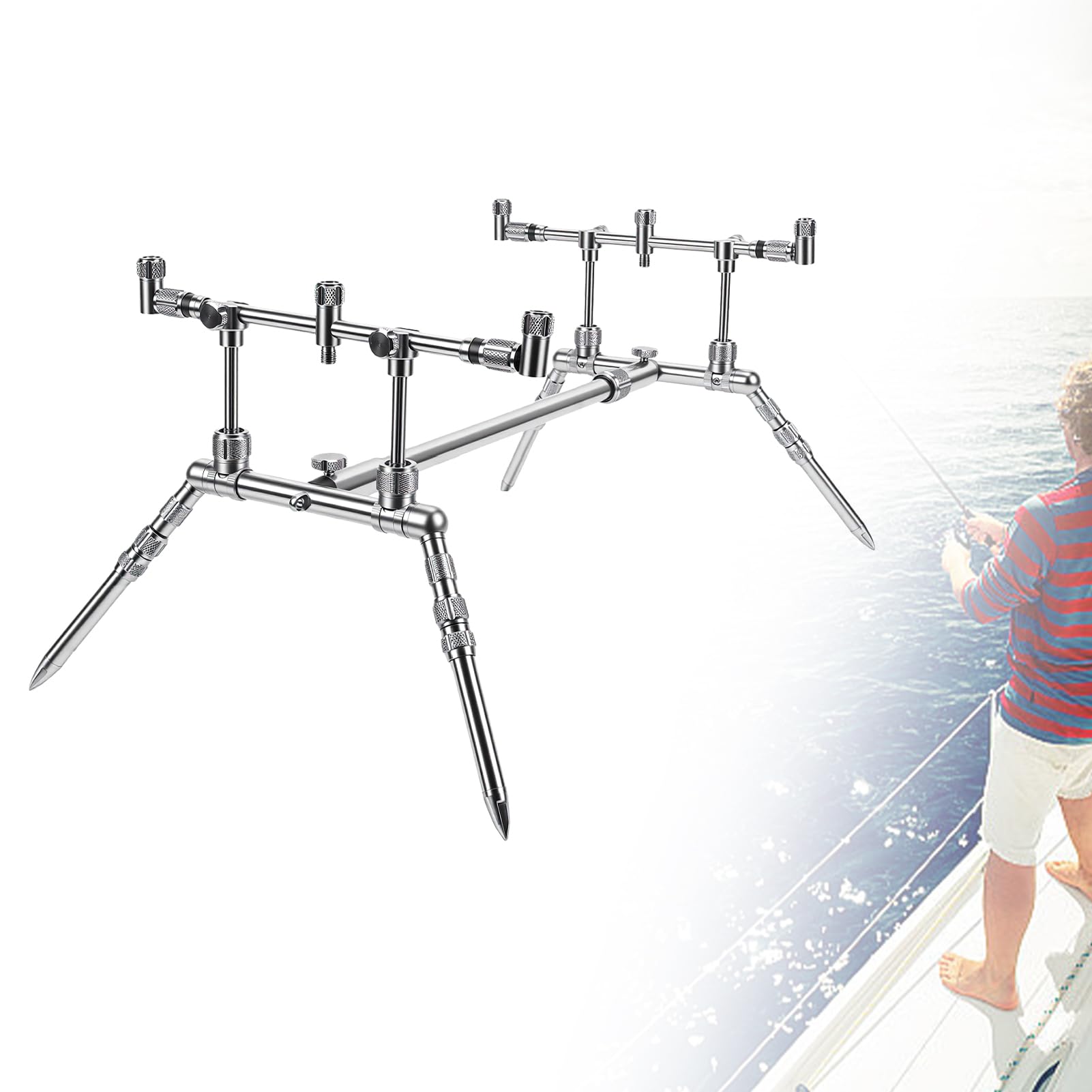Porta Canna da Pesca Carpfishing con Gambe Regolabili