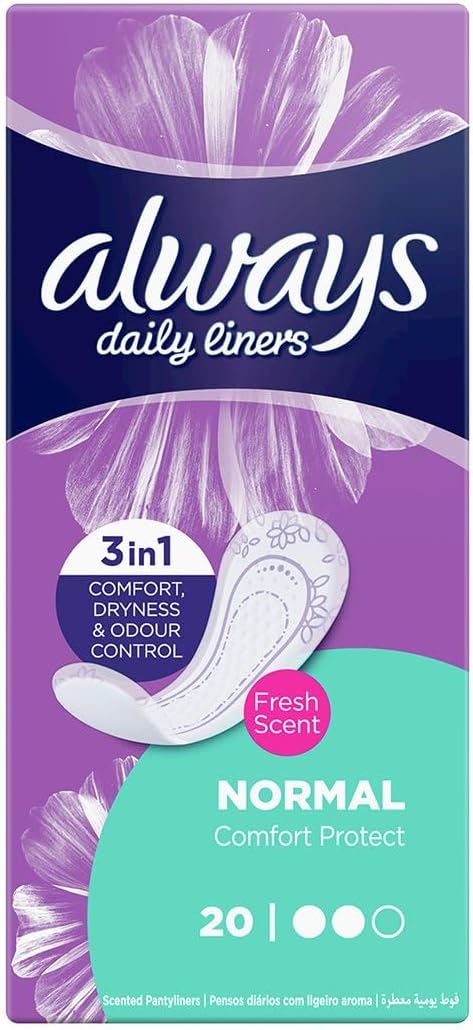 Always Daily Liners Comfort Protect Fresh Scent Normal Pantyliners 20's