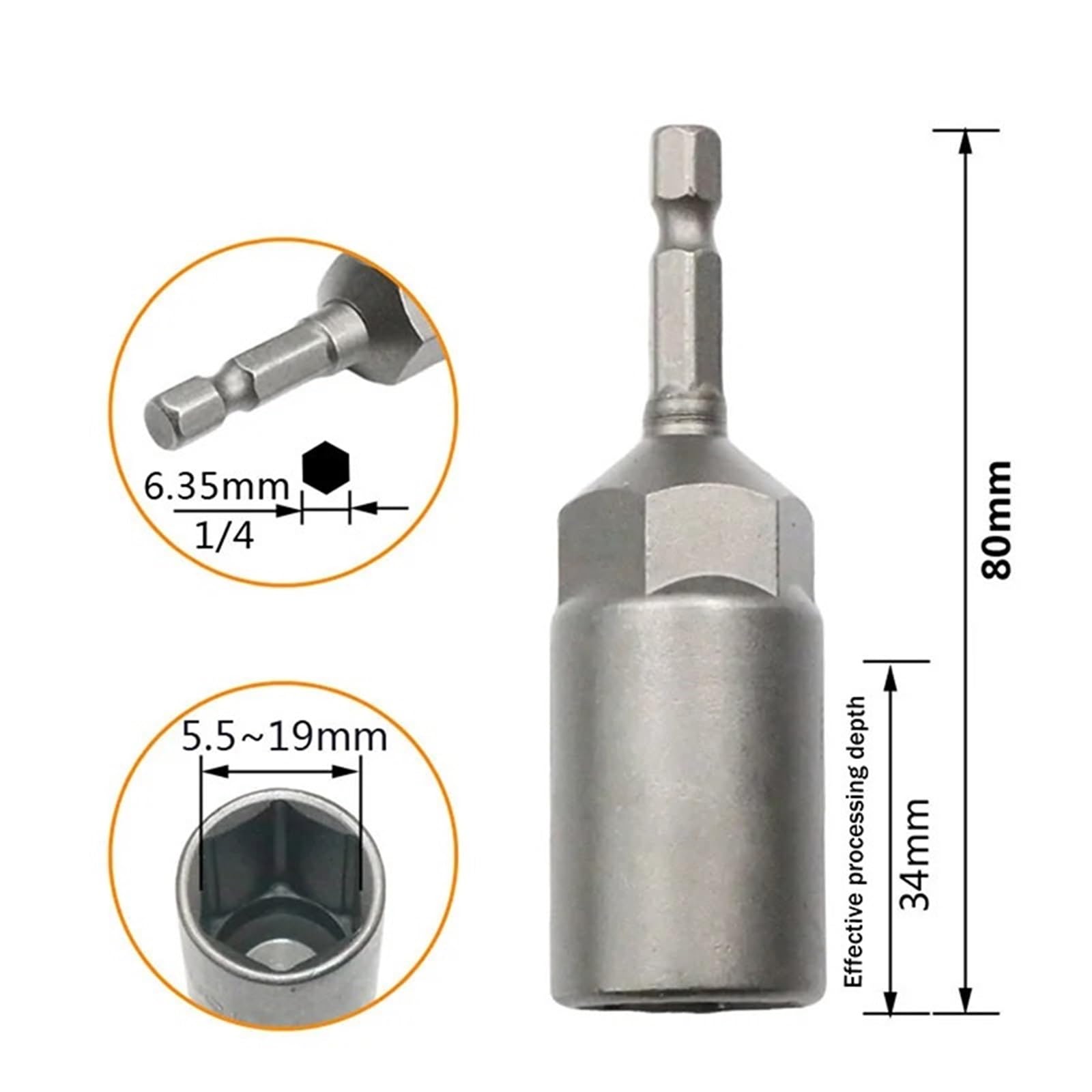 Zestaw wierteł elektrycznych kluczy nasadowych 5,5-19 mm Adapter gniazda udarowego Śrubokręt sześciokątny Zestaw przedłużek(A10)