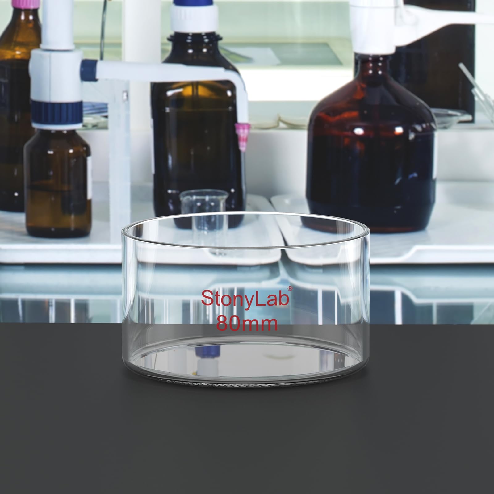 stonylab Crystallizing Dish, Thick-Wall High Borosilicate Glass Crystallizing Dishes for Crystallization and Evaporation Lab Glassware, Flat Bottom, No Spout, O.D. 80 mm, 100 ml — Amazon image 5
