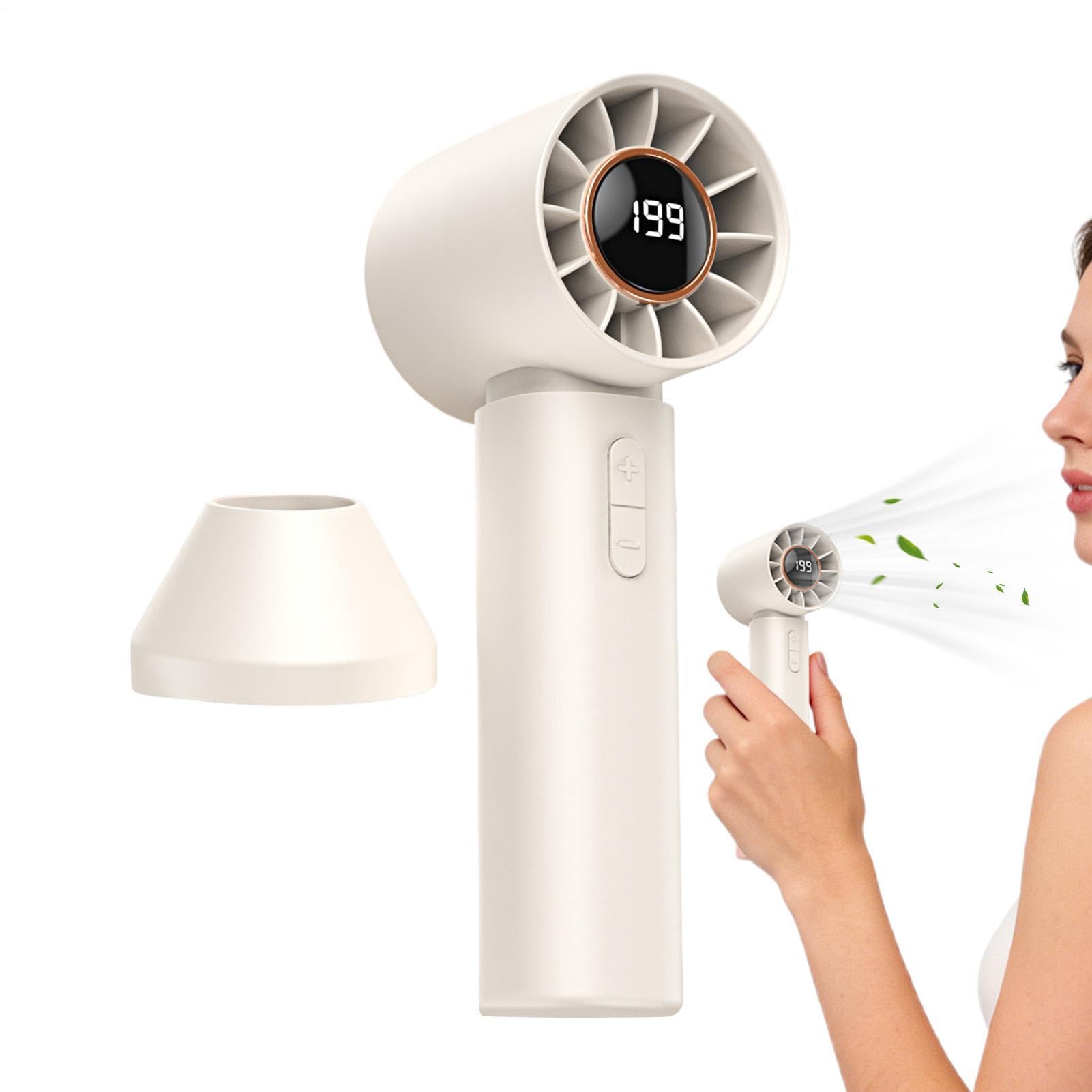 Handheld Fan - 6 Speeds Air Blower with Digital Display,Rechargeable Small Handheld Fan,for Beach Picnic Outdoor Running Cycling Fishing Camping Hiking Backpacking Vacation Travel