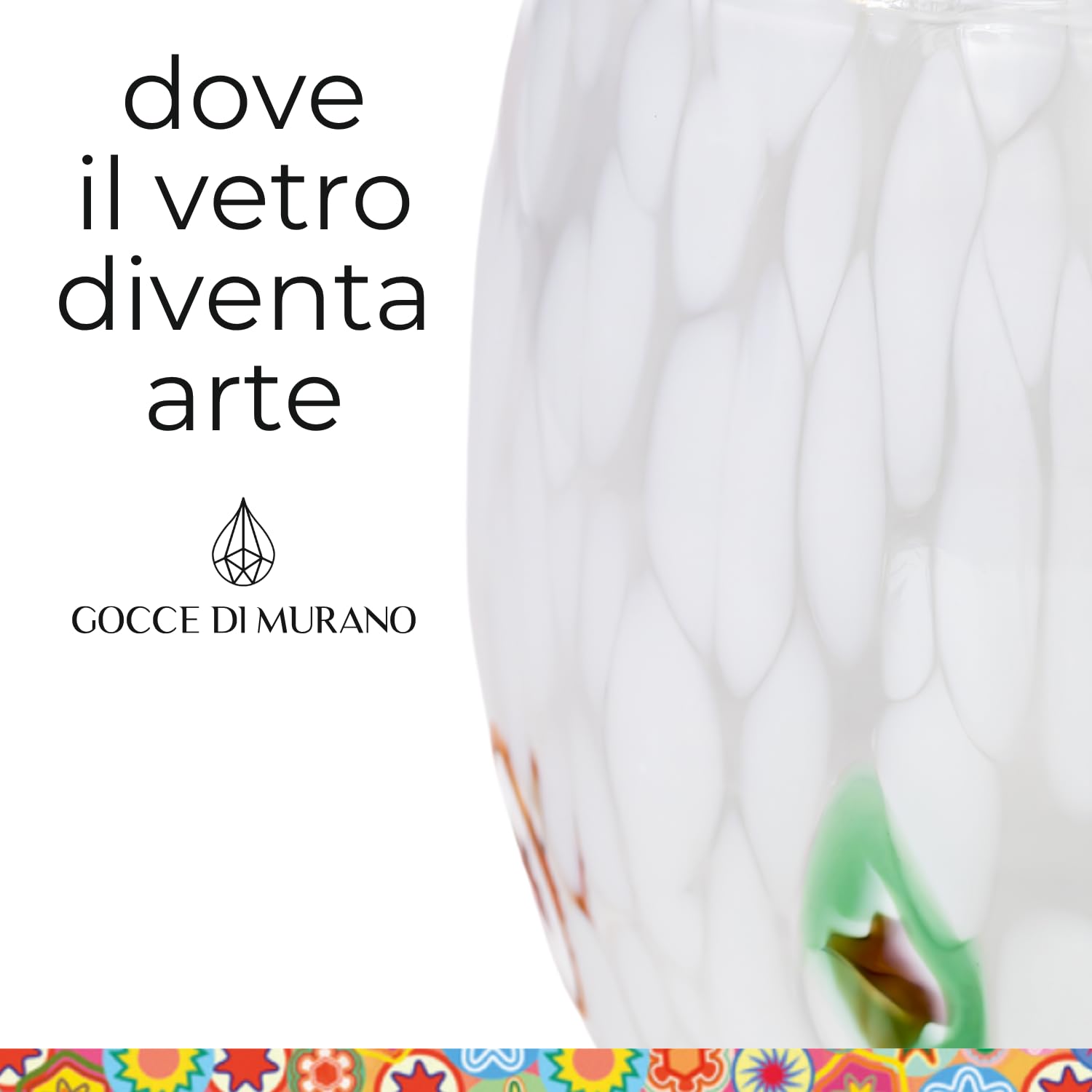 Gocce di Murano 6 Bicchieri Acqua Lavorati Secondo la Tradizione degli Artigiani di Murano, Bicchiere Soffiato e Lavorato a Mano 300 ml - Bicchieri Acqua Vetro Arcobaleno Pioggia