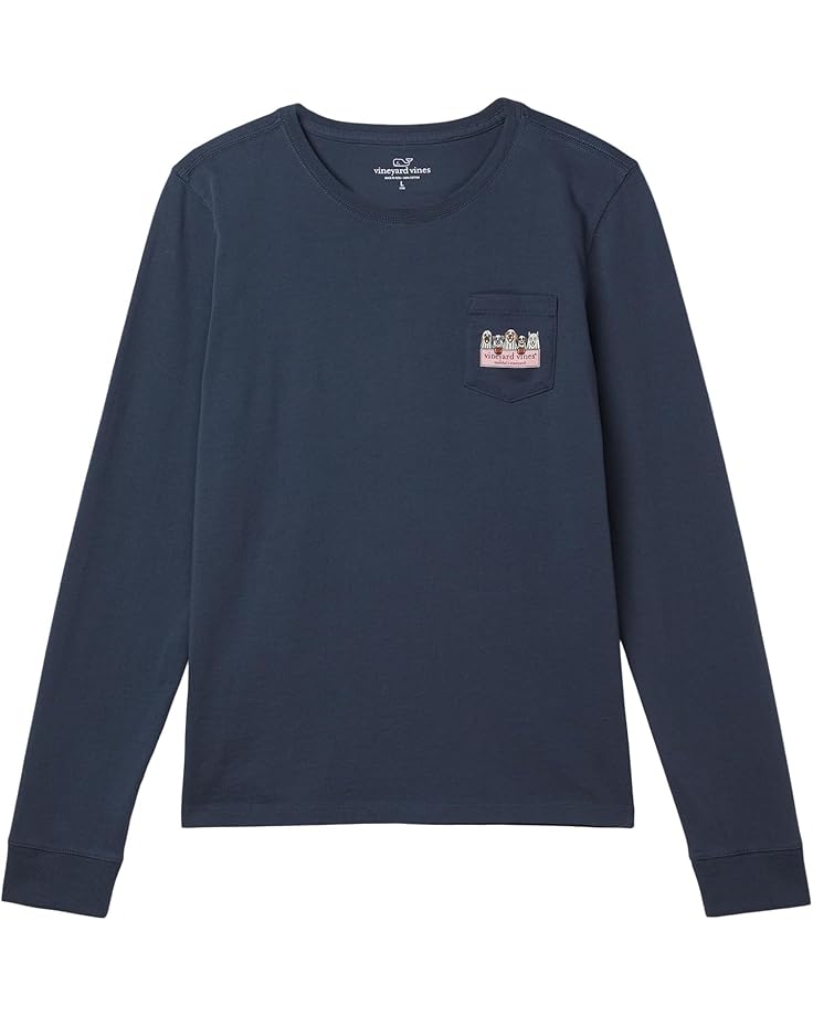 Vineyard Vines Kids Ghost Pups Logo Box Long-Sleeve Pocket Tee (Big Kid) - Main View