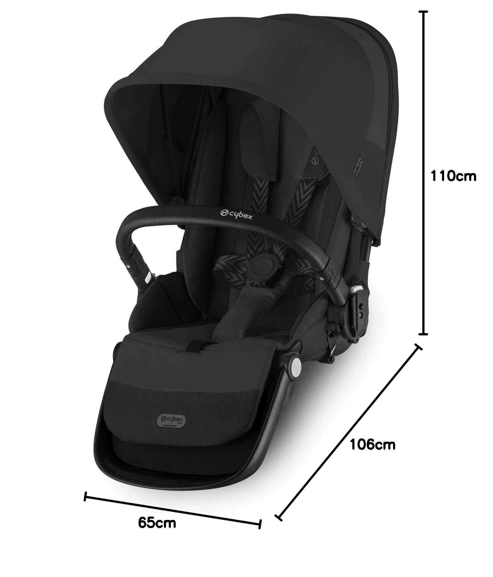 CYBEX Cochecito dorado GAZELLE S, Desde el nacimiento hasta los 4 años aprox., Máx. 22 kg (modo individual) / 2x 22 kg (modo Dúo), Sistema todo en 1 con 20+ configuraciones, Moon Black