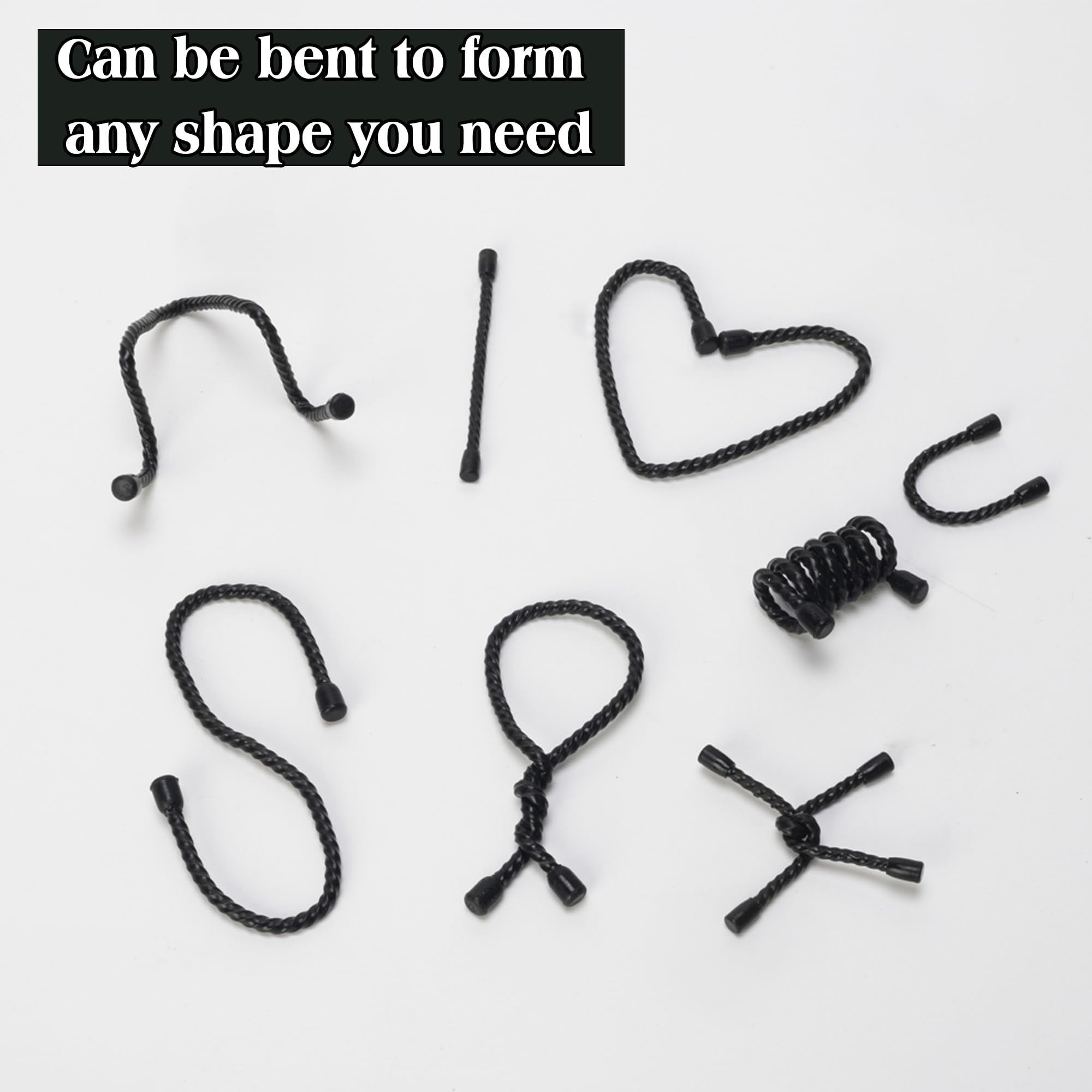 8 bridas de silicona de 12 pulgadas, bridas de goma flexibles, bridas reutilizables para cables, bridas negras para organizar, agrupar (negro)