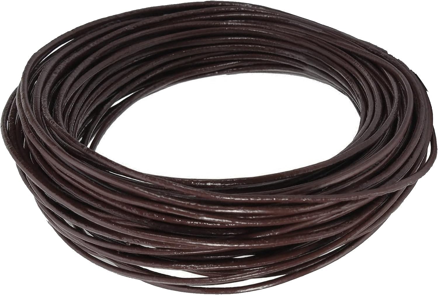The Bead Shop Genuine Leather Cord 5 Metres, 1.5mm Round, Dark Brown