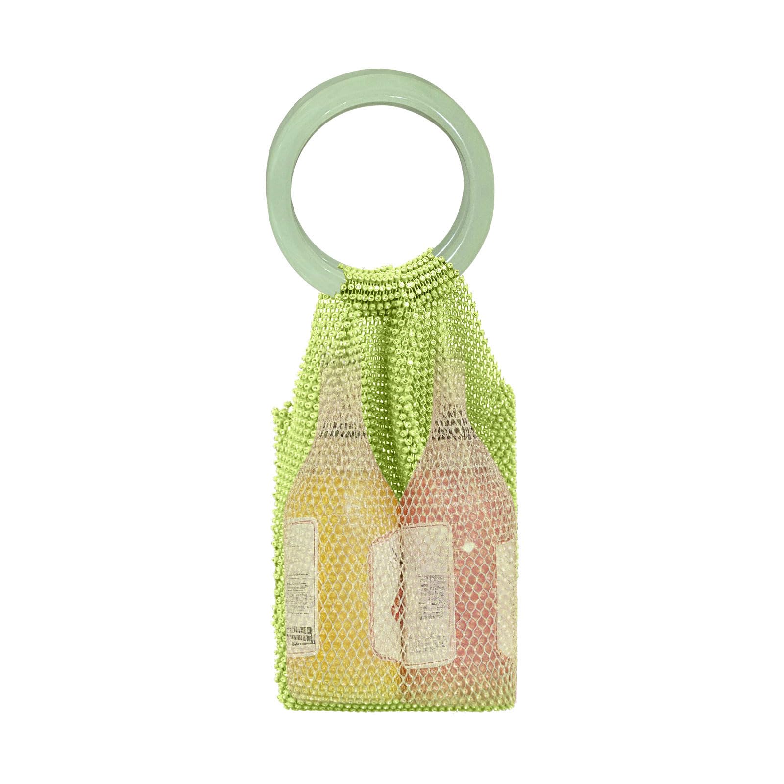 Elnwnnkc Artistics Handwoven Rhinestones Handheld Bag Accessory for Bottle Storage and Daily Use Items with Secure Compartments Cosmetic Storage Bag