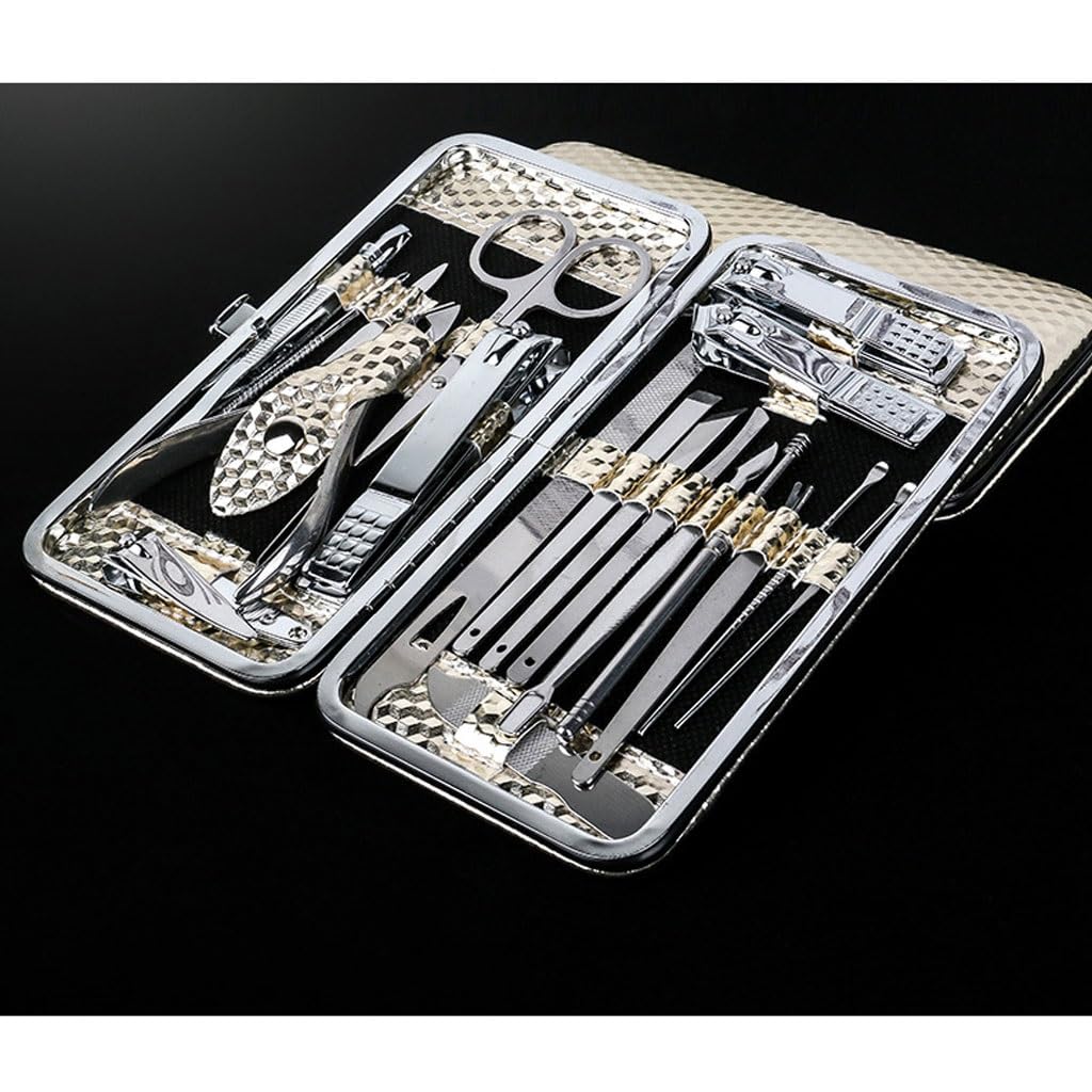 Juego Multifuncional de 19 Piezas para Tijeras de uñas, Herramientas de manicura, Ideal para Viajes y como Kit portátil de Belleza.