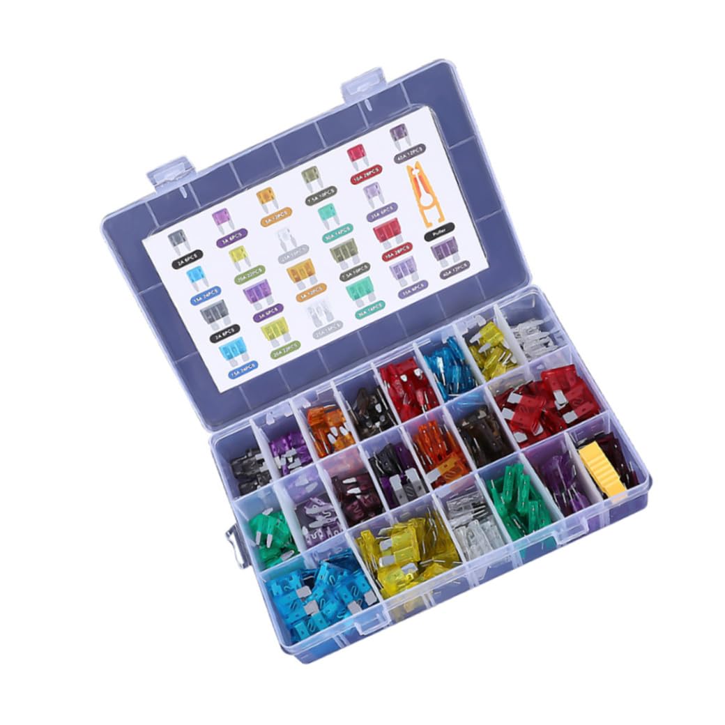 Kit Assortito Fusibili Auto Basso Profilo 300pezzi in Lega di Zinco e PC con Estrattore per Auto e Veicoli
