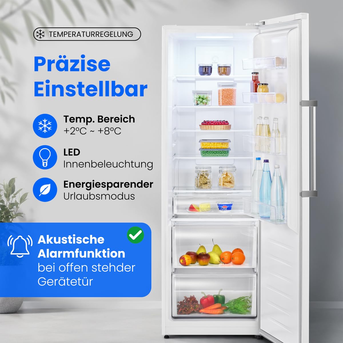 Bomann® Kühlschrank ohne Gefrierfach | XXL Getränkekühlschrank groß | Energieklasse D | 185cm | 2 bis 8°C | 5 Jahre Kompressor-Garantie | MultiAirflow | Fridge | Flaschenkühlschrank | VS 7372 weiß