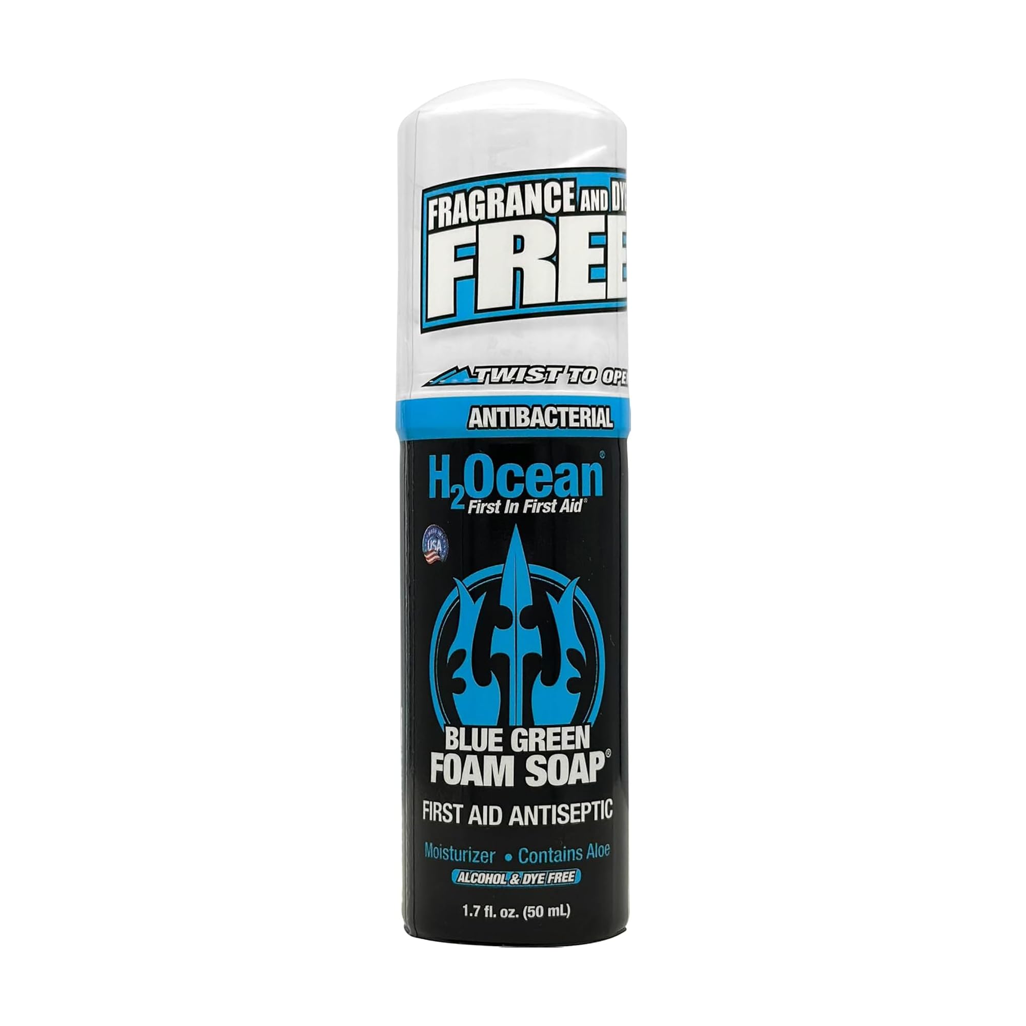 H2Ocean Blue Green Foam Soap - Tattoo Foam Antibacterial Soap for Tattoo Aftercare - Tattoo Care with Aloe Vera - Travel-Size Tattoo Moisturizer Soap - 1.7 oz