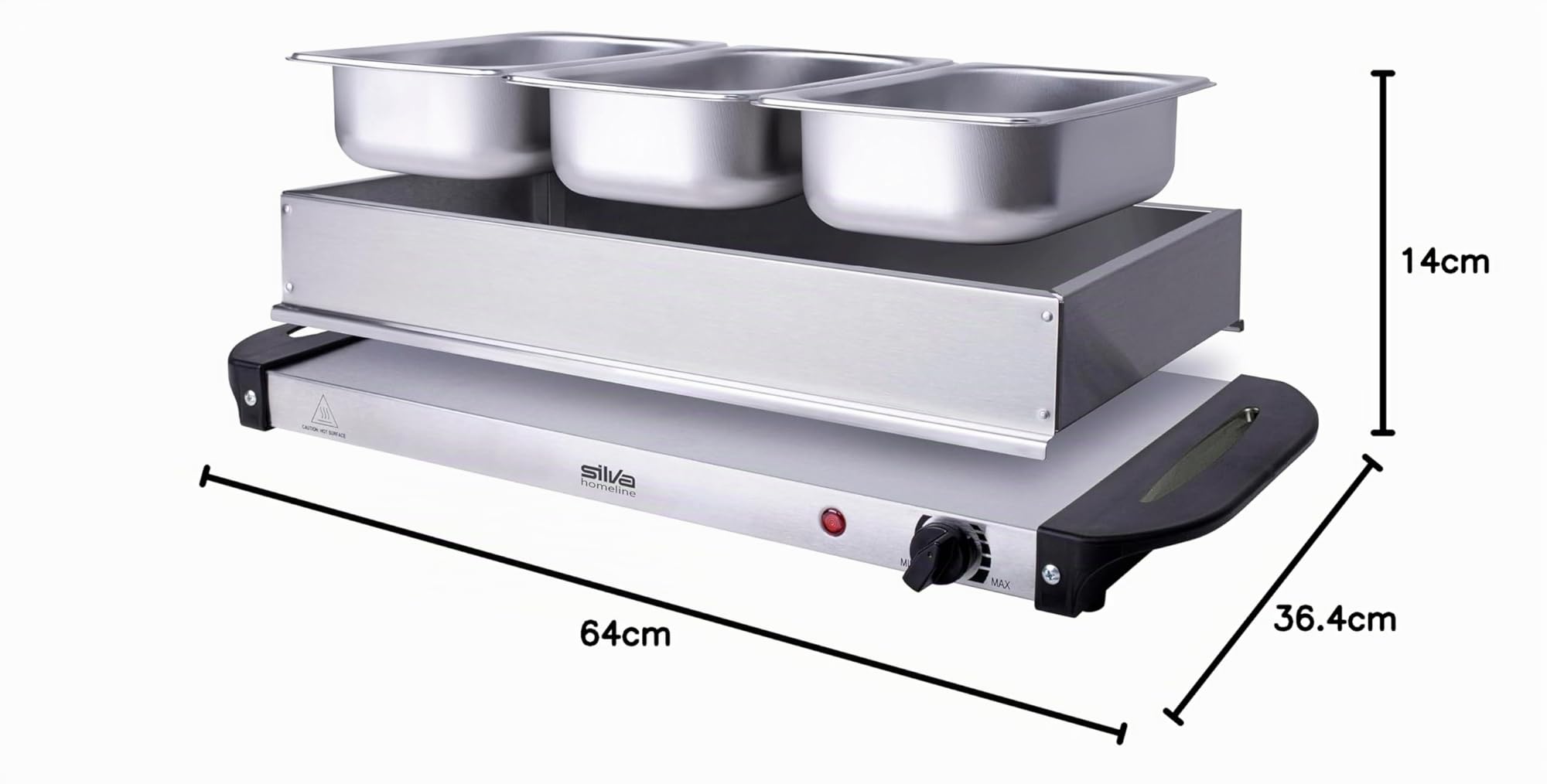 Stay Hot SH 4.1 Chauffe-Buffet 2 en 1 XXL et Plaque chauffante 200 W, Solution idéale pour Les buffets, Les fêtes et Les dîners de Famille, capacité de 7,5 l