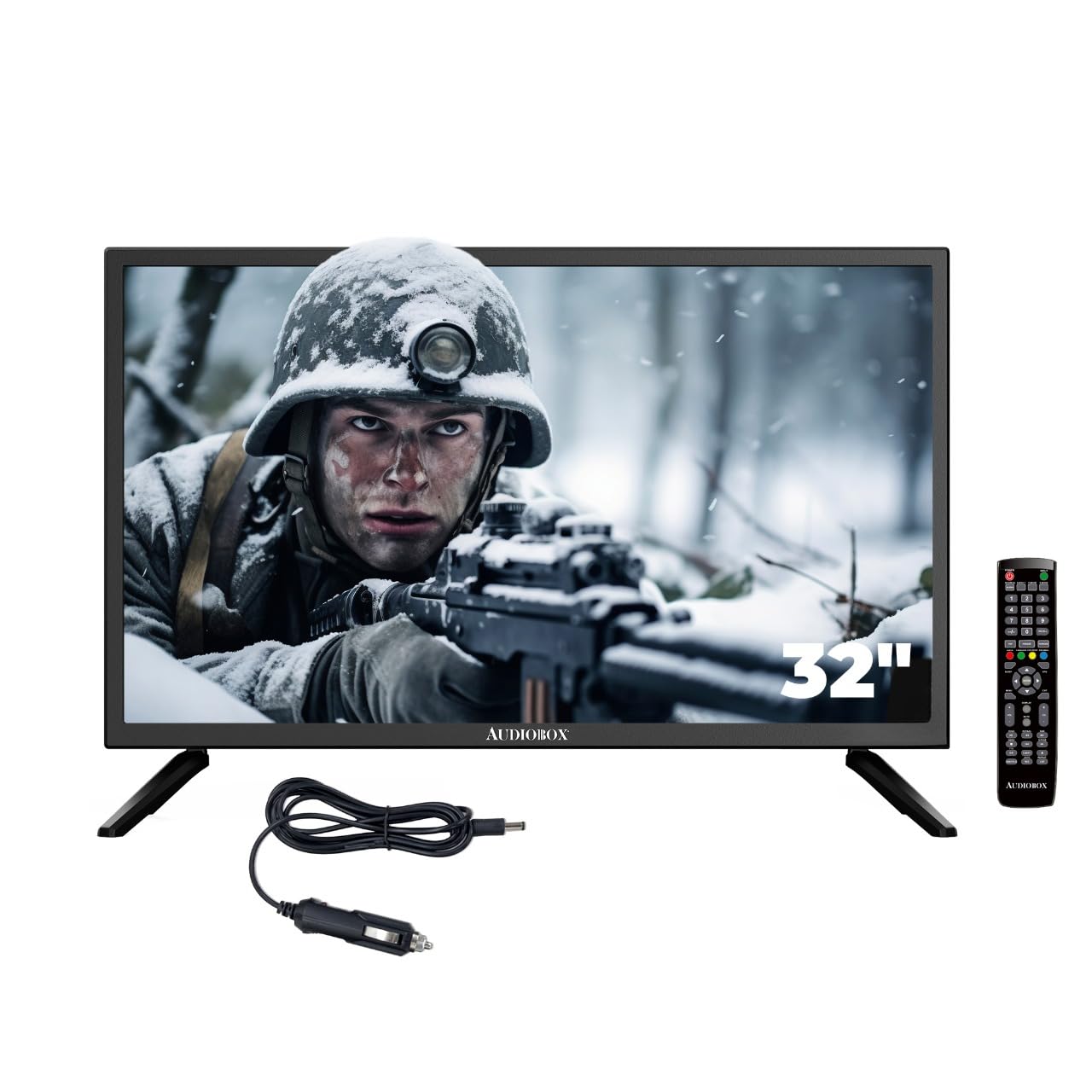 12V 32-Inch RV Camper TV – HD LED Screen, AC/DC Power, HDMI & USB Inputs, Compact Off-Grid Television for Campers, Trucks, Vans, and Travel – Wall Mountable, Remote Included