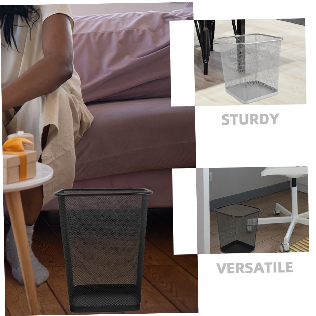 Cestino Della Spazzatura Metallo Rete Per Ufficio e Casa Cestino Elegante e Versatile Per Camera Da Letto Cucina e Ambienti Di Lavoro