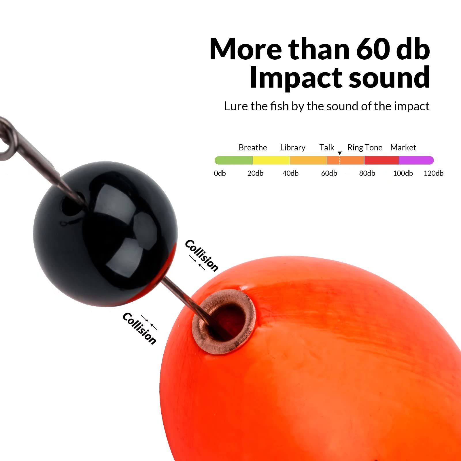 THKFISH Fishing Floats Bobbers Fishing Popping Cork Trout Float Rig Weighted Popping Floats Cork Trout Floats for Fishing Saltwater 2-4-ORANGE-4PCS