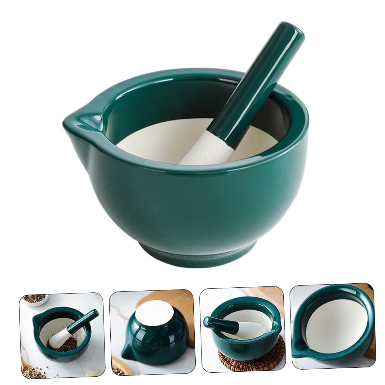 Cabilock Ceramic Grinding Bowl Set for Infants Manual Garlic and Food Grinder Tool Dishwasher Safe Pestle for Baby Food and Vegetable Mashing