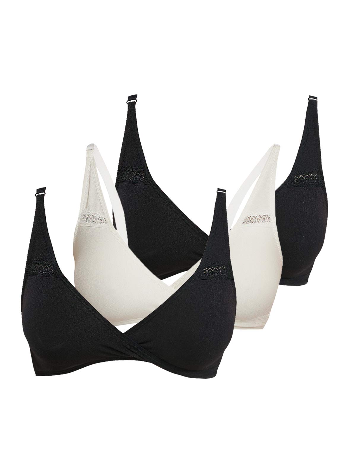Organic Cotton Bamboo Nursing Bra for Women I Overlap Feeding Bra with High Coverage and Wire-Free Design I Sleep Maternity Wear Without Padding (Trio Pack)-image-39