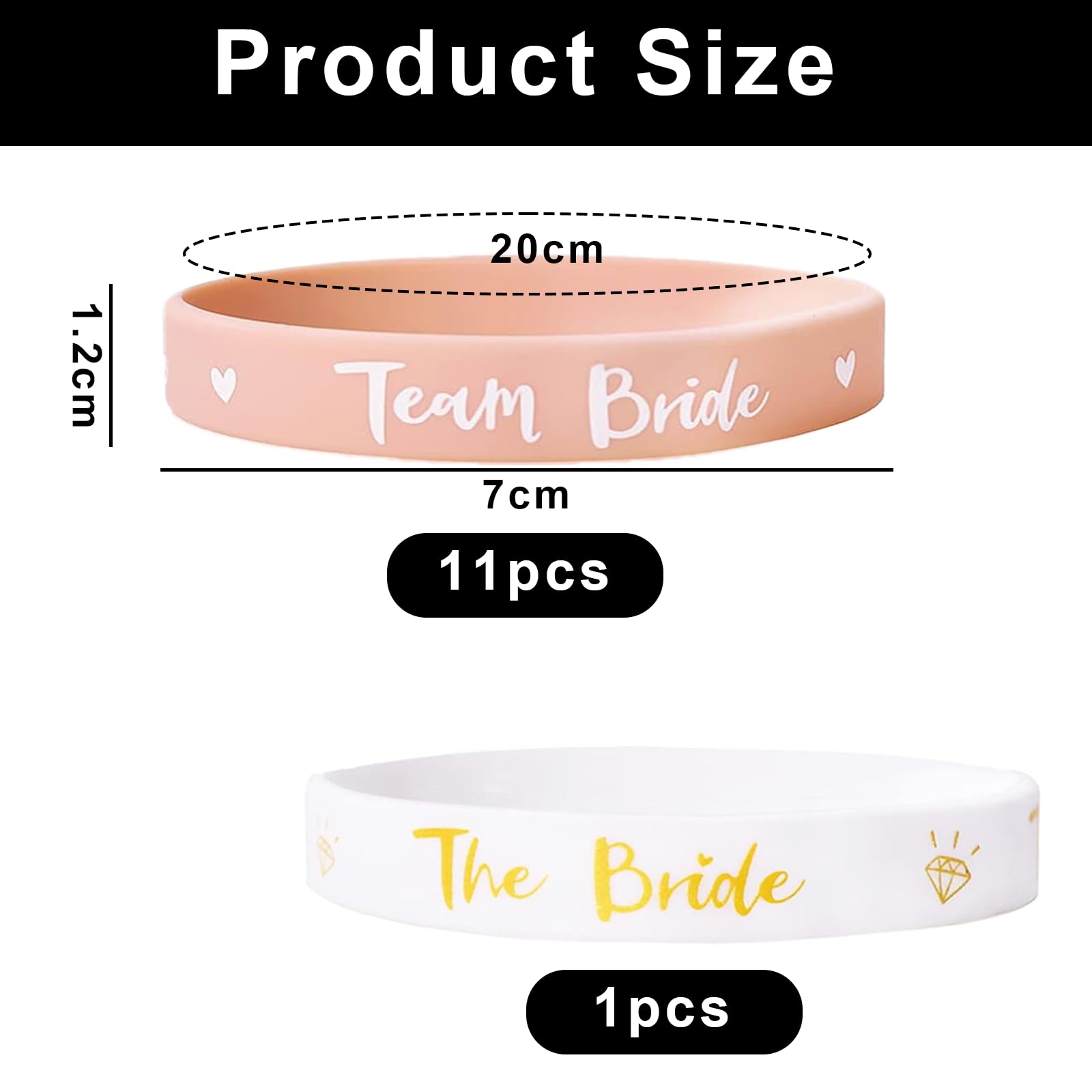 12Pcs Bride Team Silicone Wristbands Hen Party Accessories Wedding Bridal Accessories for Bride Wedding Bachelorette Party Celebrations - Image 2