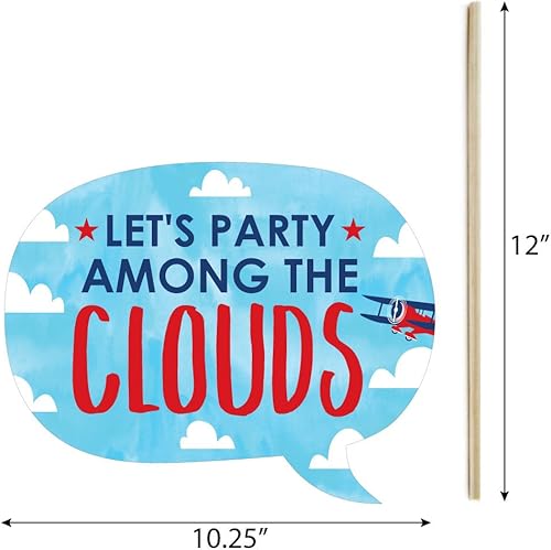 Miniatura 4 de Big Dot of Happiness Funny Taking Flight - Avión - Kit de accesorios para cabina de fotos de fiesta de cumpleaños o baby shower de avión, 10 piezas