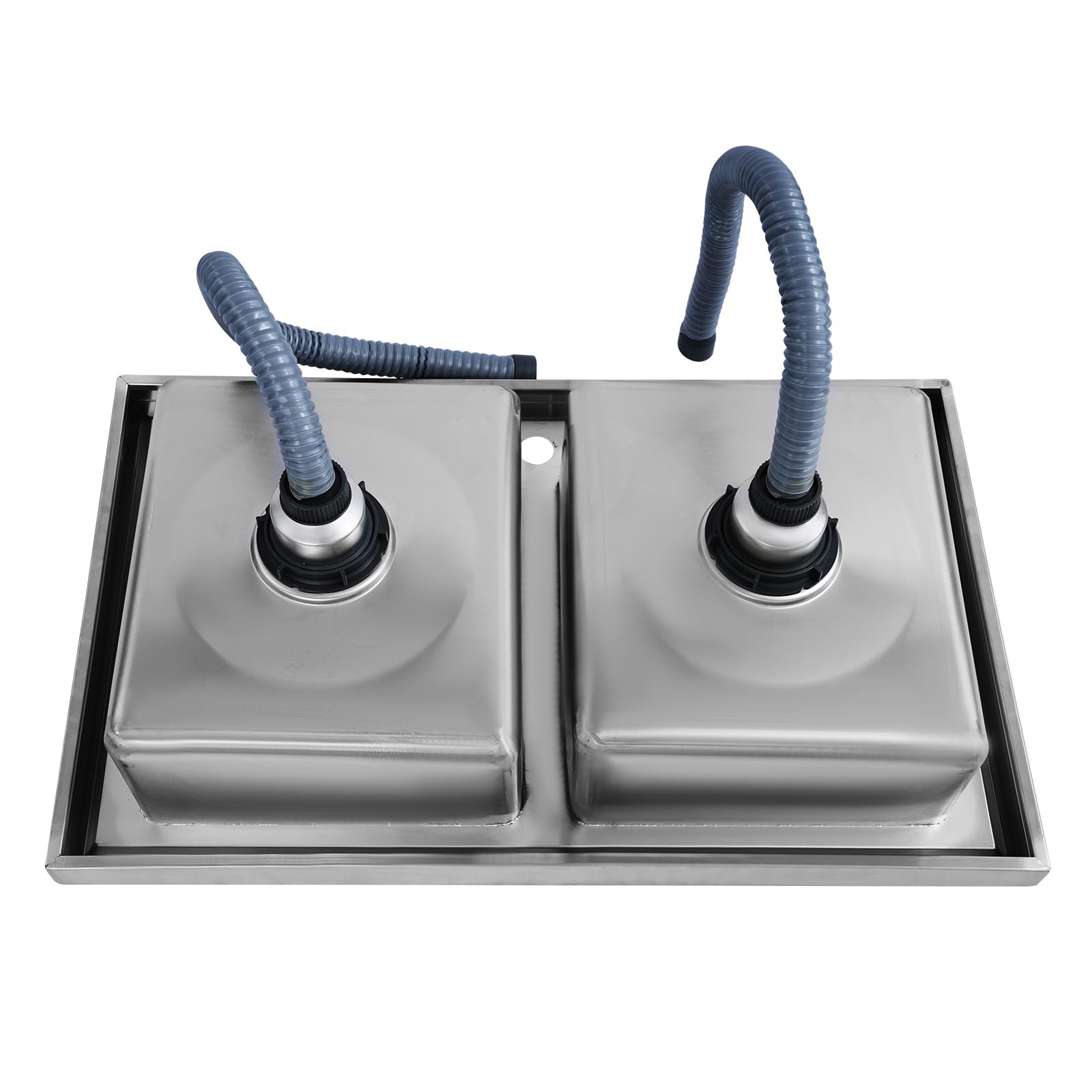 OUKANING Fregadero doble de acero inoxidable 201, 80 x 50 cm, doble fregadero de cocina con borde alto, empotrable con rebosadero, colador de desagüe, resistente a arañazos e inoxidable, para cocina