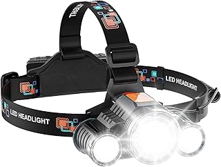 MOXTOYU Head Torch LED Super Bright Rechargeable – Zoomable 5000 Lumen Head Torches Rechargeable Headlight 3 LEDs 5 Modes Headlamp Hands-Free Flashlight for Camping Fishing Cycling Hiking IPX4