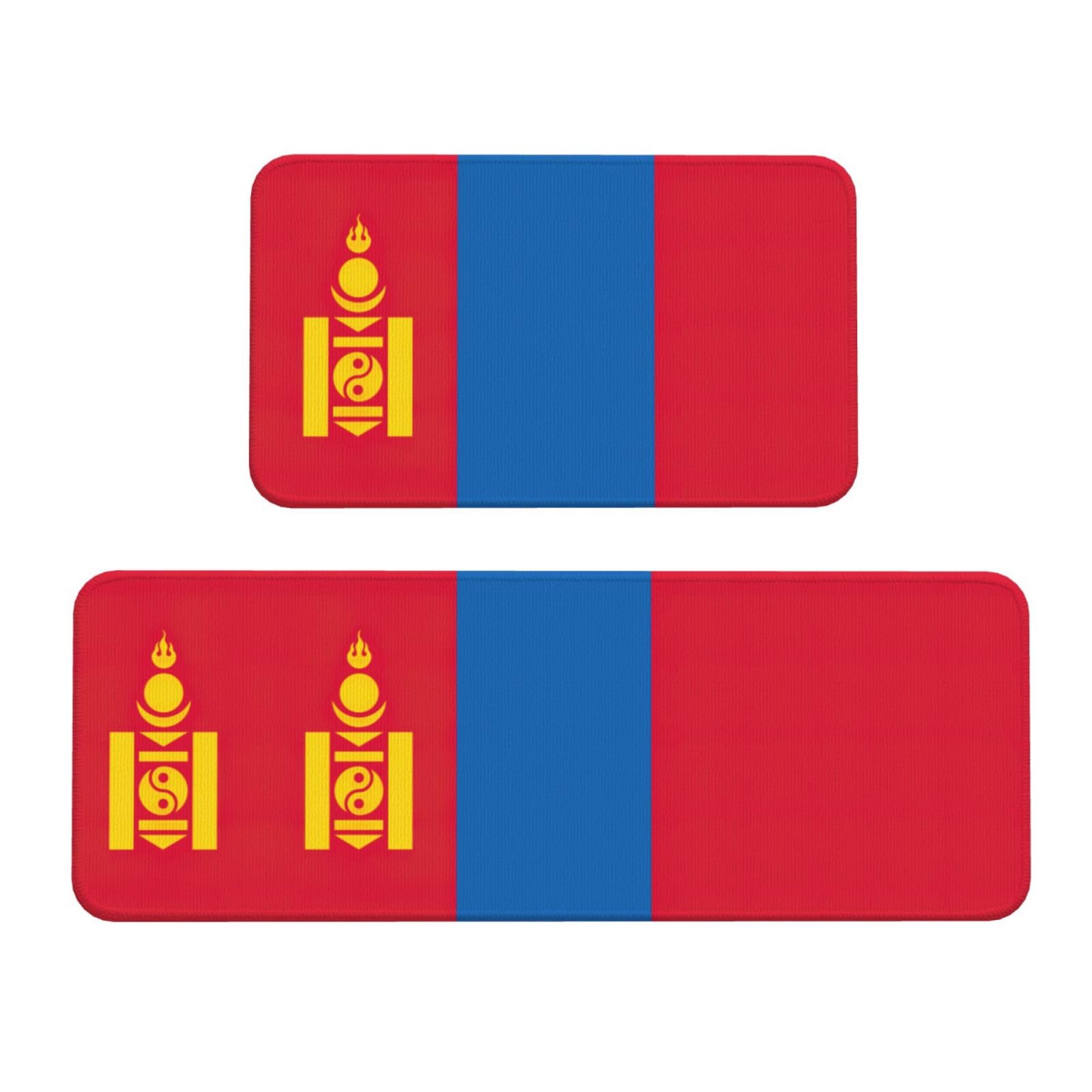 Tapetes de cocina antideslizantes EdWal con bandera de Mongolia, alfombras impermeables, 2 uds