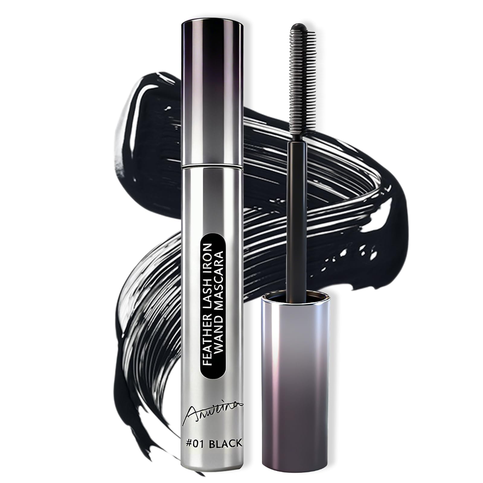 Iron Wand Mascara, Metal Mascara Wand, Added Fiber, Black, 0.12 fl. oz.