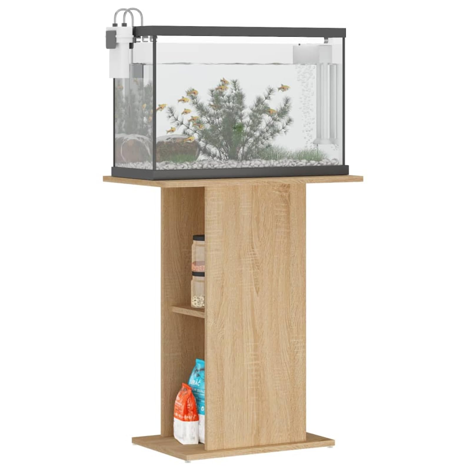 Rantry Aquariumständer Aquarium Unterschrank Aquarien Schrank, Aquarium Tisch mit Stabiler Oberplatte, Aquariumschrank für Sicheren Stand Sonoma-Eiche 60,5x36x72,5 cm Holzwerkstoff