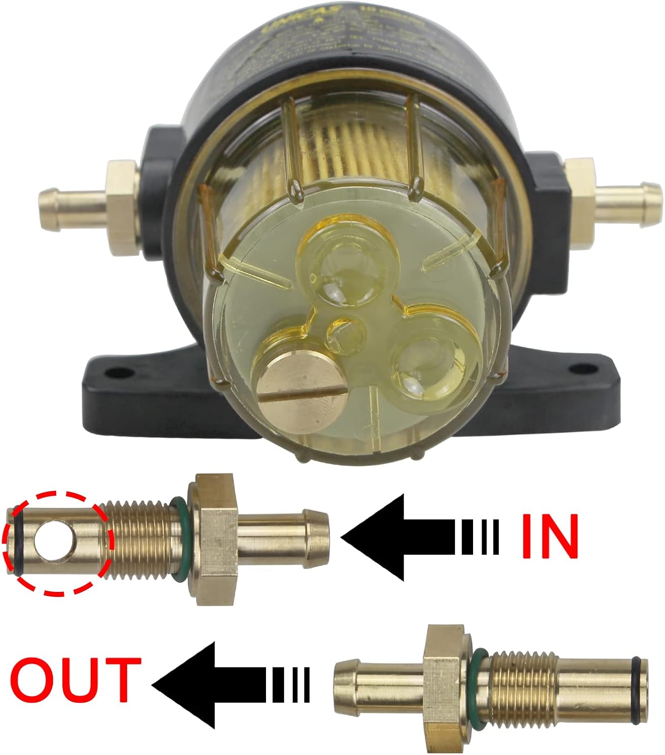UF-10K Fuel Filter Water Separator Assembly Compatible with Marine Outboard Motor Mercury Yamaha Suzuki Tohastsu Outboard Engine, Universal Filter with Wrench and Extra Filter Element