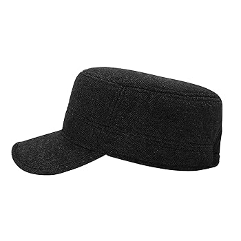 Men's Winter Wool Cadet Hat Trucker Dad Hat Military Flat