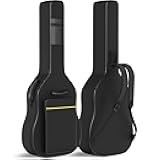 GLEAM Acoustic Guitar Gig Bag - 0.35 Inch Thick Padding Fit 39-41 Inch Guitar Waterproof Black with Hanger Loop