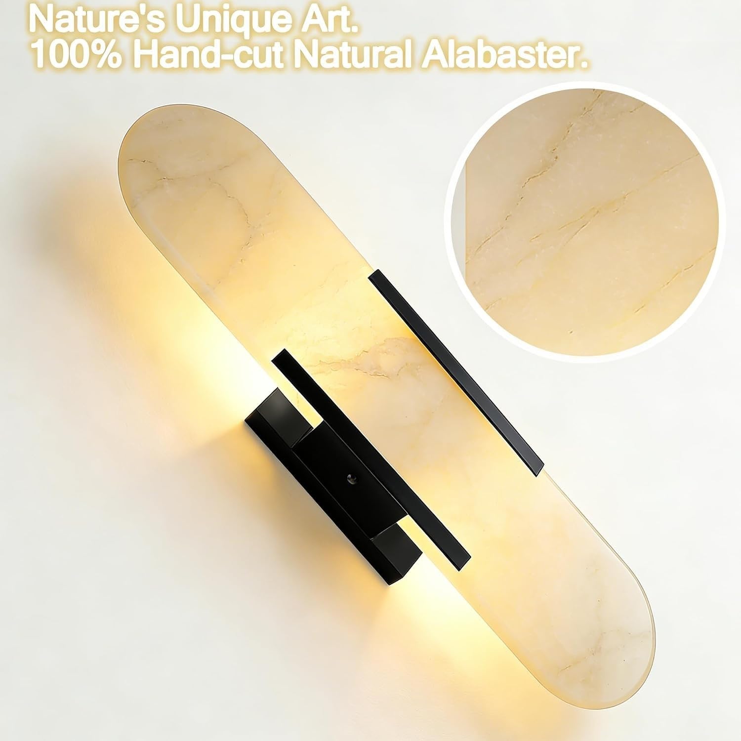 Applique da parete in alabastro Lampada da parete in marmo naturale Set di due applique moderne a LED in alabastro for soggiorno interni for sala da pranzo Scale Camera da letto