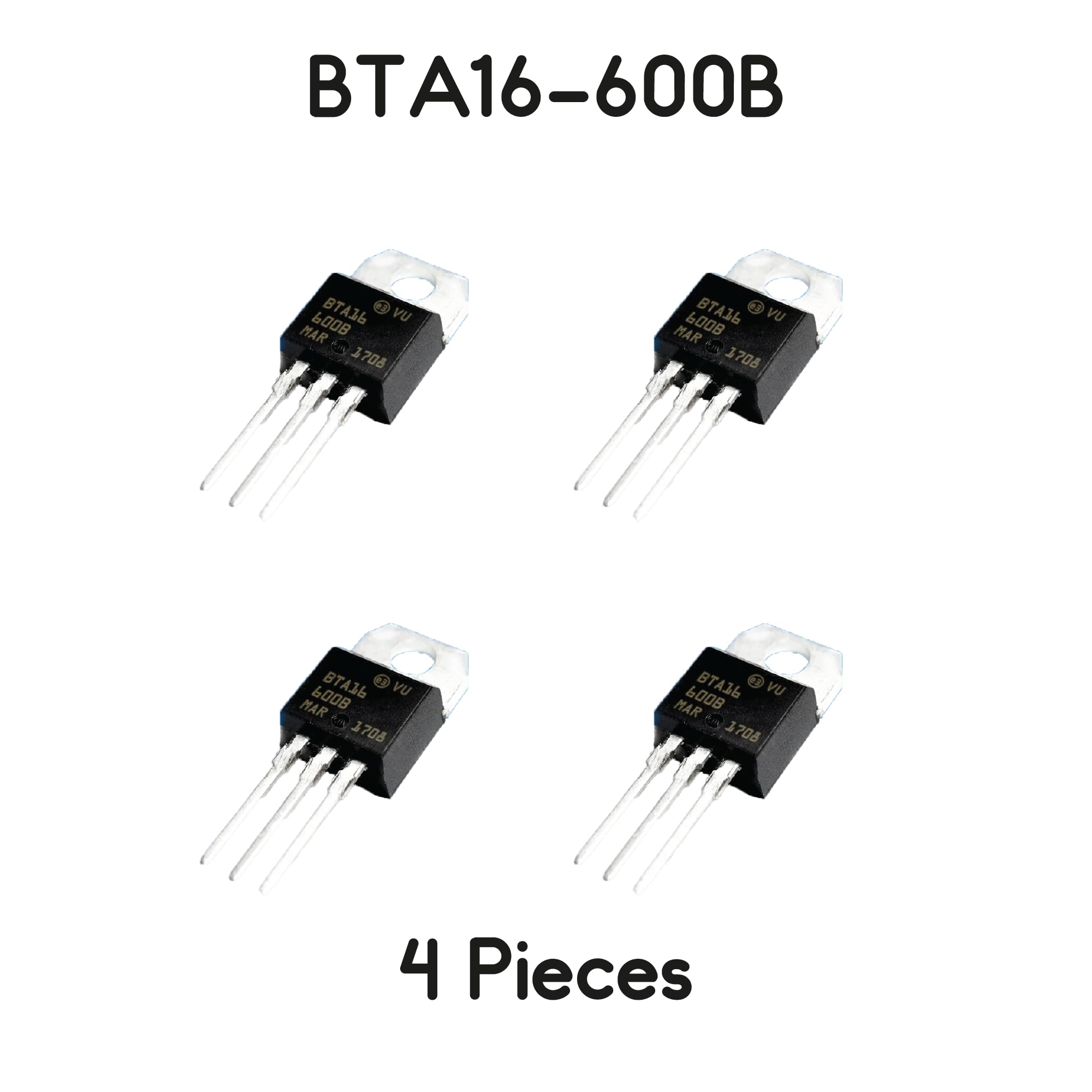 4 PEZZI TRIAC BTA16 BTA16-600B 600V 16A