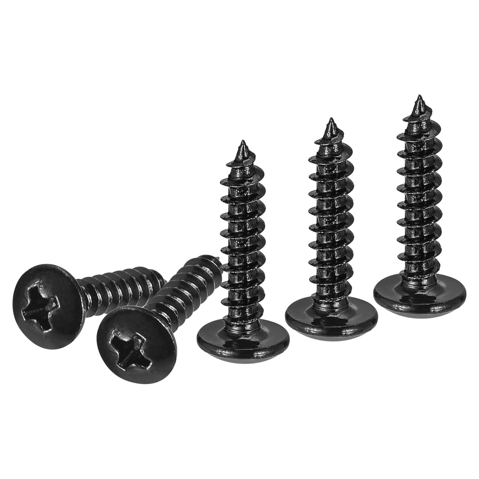 DTGN M4x20 Sheet Metal Screws - 125 Pack - for Wood Furniture - Carbon Steel Phillips Truss Head Self Tapping Tip Wood Screws - Black