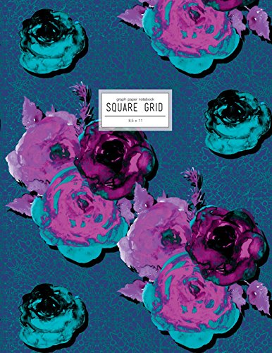 Graph Paper Notebook 8.5 x 11: Squared Journal, Teal And Purple Floral Notebook With Square Grid Paper (Quadrille Notebook)