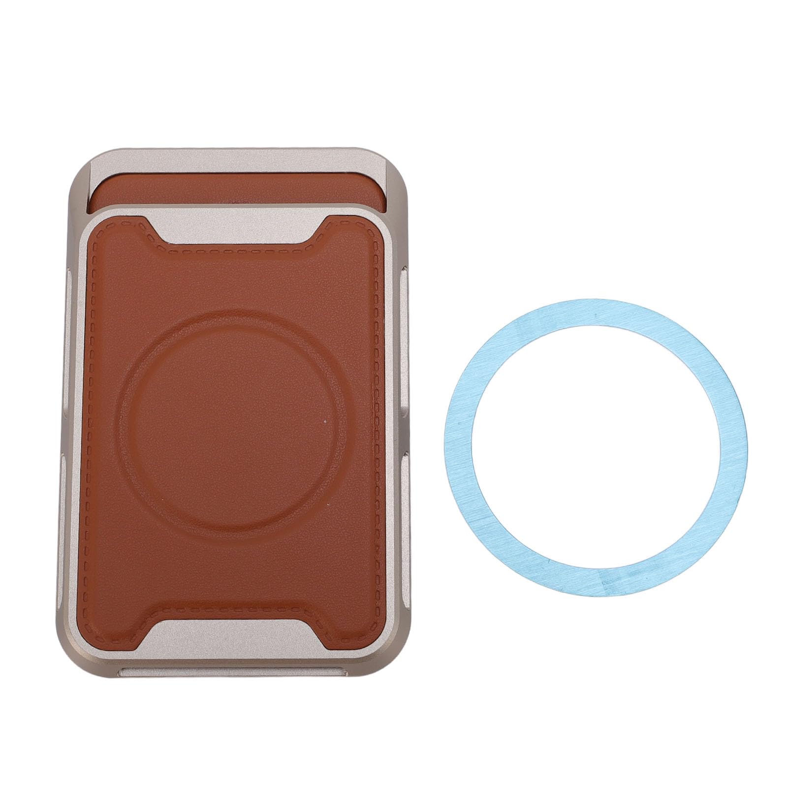 Porta Carte di Credito Magnetico Leggero Portafoglio con Attacco Design Pratico per Viaggi Lega di Alluminio di Grado Aerospaziale Facile da Trasportare (1 X Cerchio Magnetico)