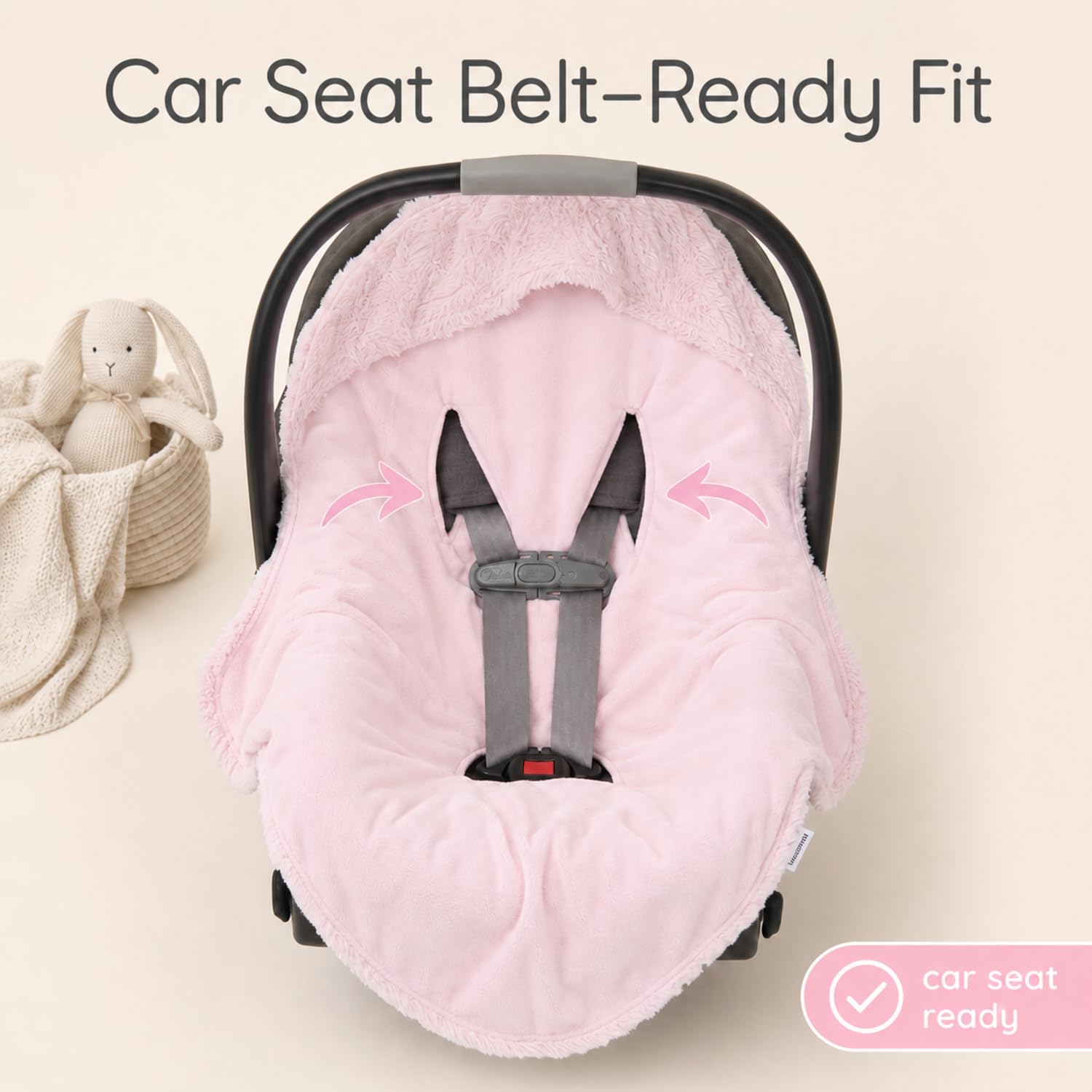 Everyday Kids Manta Rosa Pastel para Asiento de Coche para bebés y niñas pequeñas, Manta Envolvente para Asiento Interior de Coche; Cubre al bebé y Mantiene el Asiento del Coche Limpio