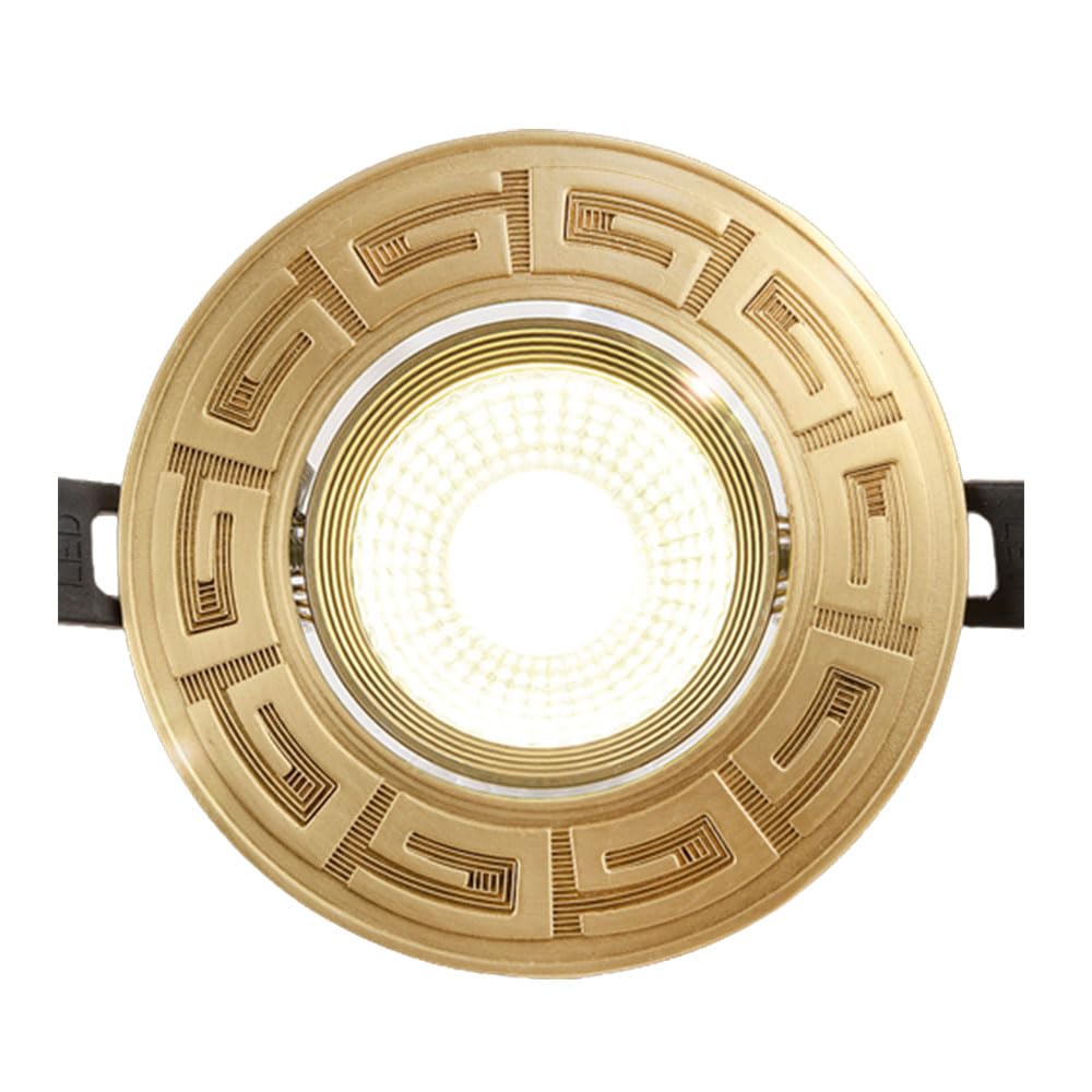 ASerZenith 3.9 Inch Gimbal Round Downlight Luminaire, Brushed Brass Finish, Led Recessed Light Fixtures Dimmable Eyeball Retrofit Spotlight For Living Room Corridor,B-7W