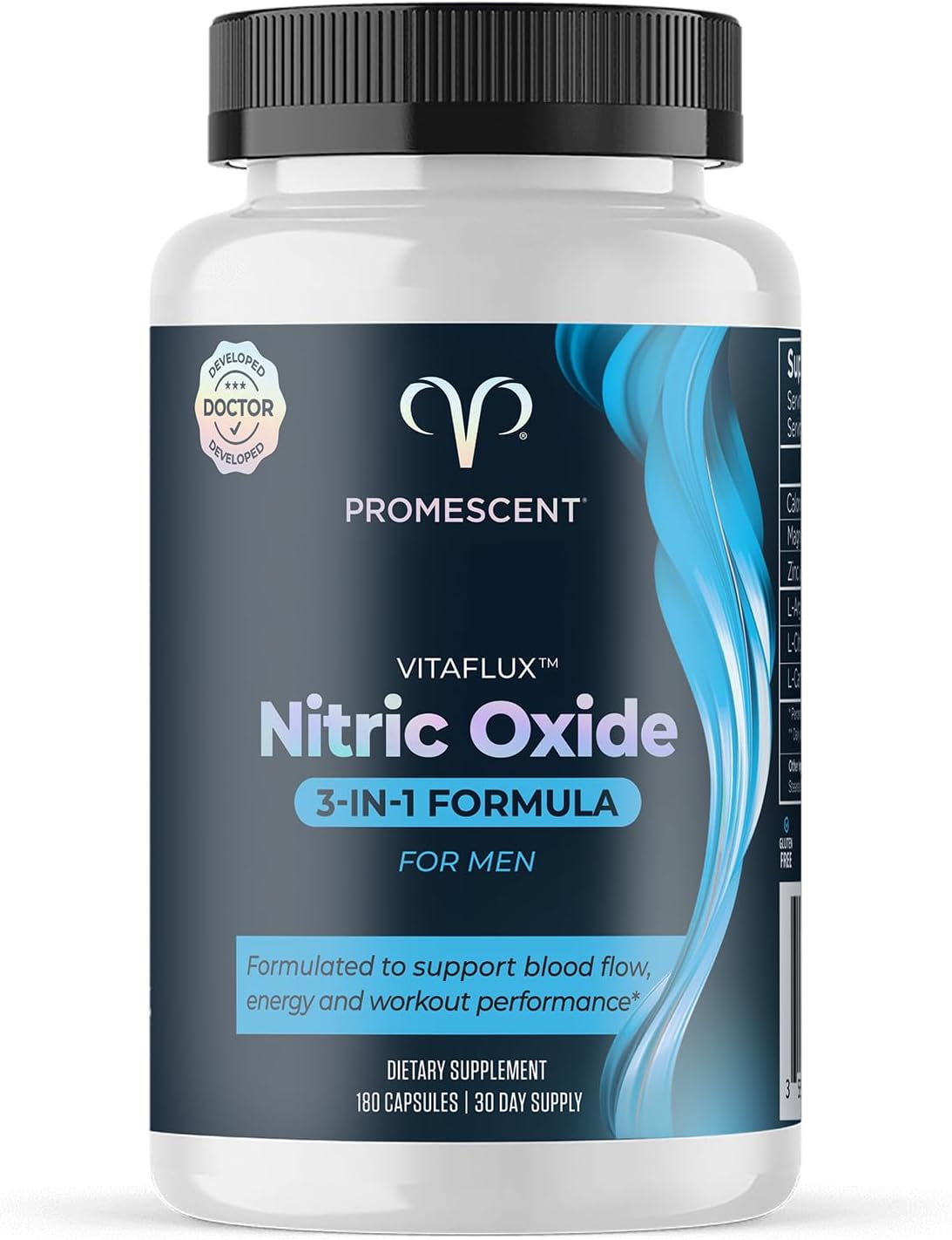 Promescent VitaFLUX Nitric Oxide Supplements for Men, Fast Acting Male Enhancing Pills for Stamina, Size & Performance, L-Arginine L-Citrulline L-Carnitine (30 Servings)
